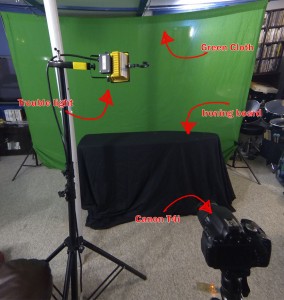 Setup for filming in my basement.